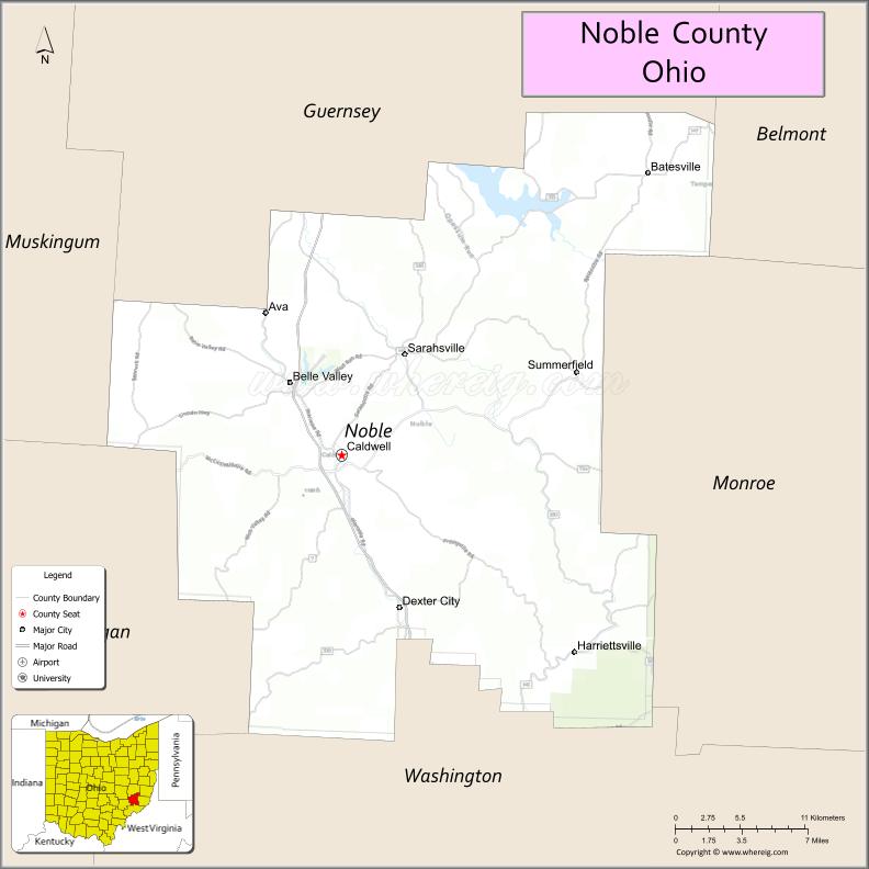 Map of Noble County, Ohio