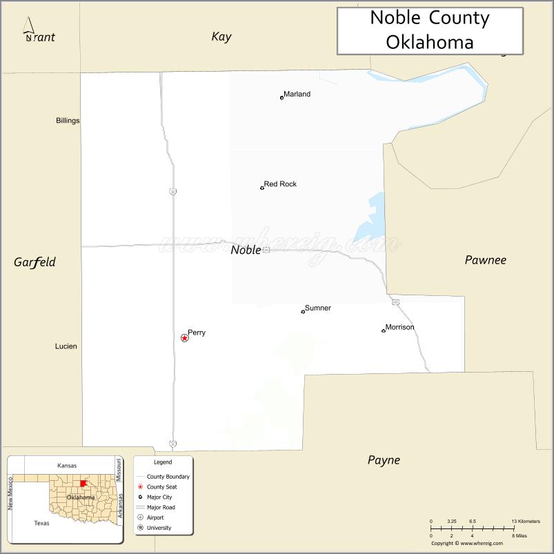 Map of Noble County, Oklahoma