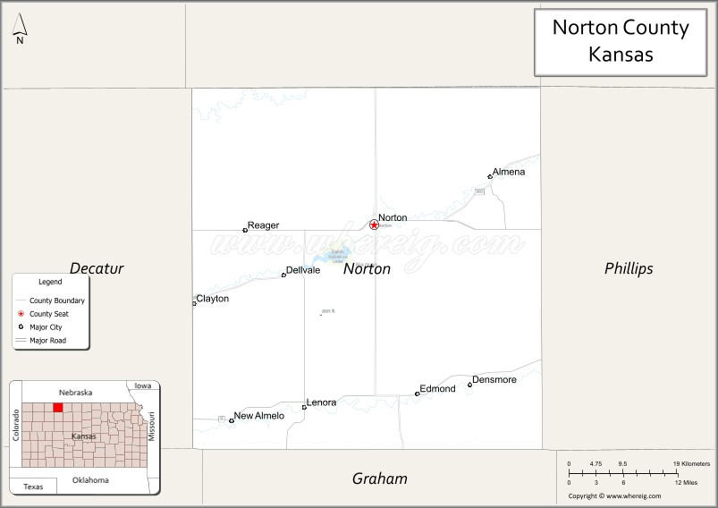 Map of Norton County, Kansas
