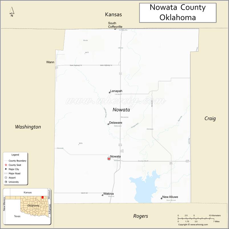 Map of Nowata County, Oklahoma