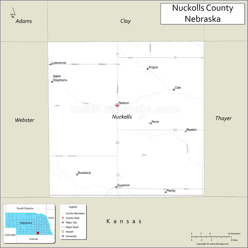 Map of Nuckolls County, Nebraska