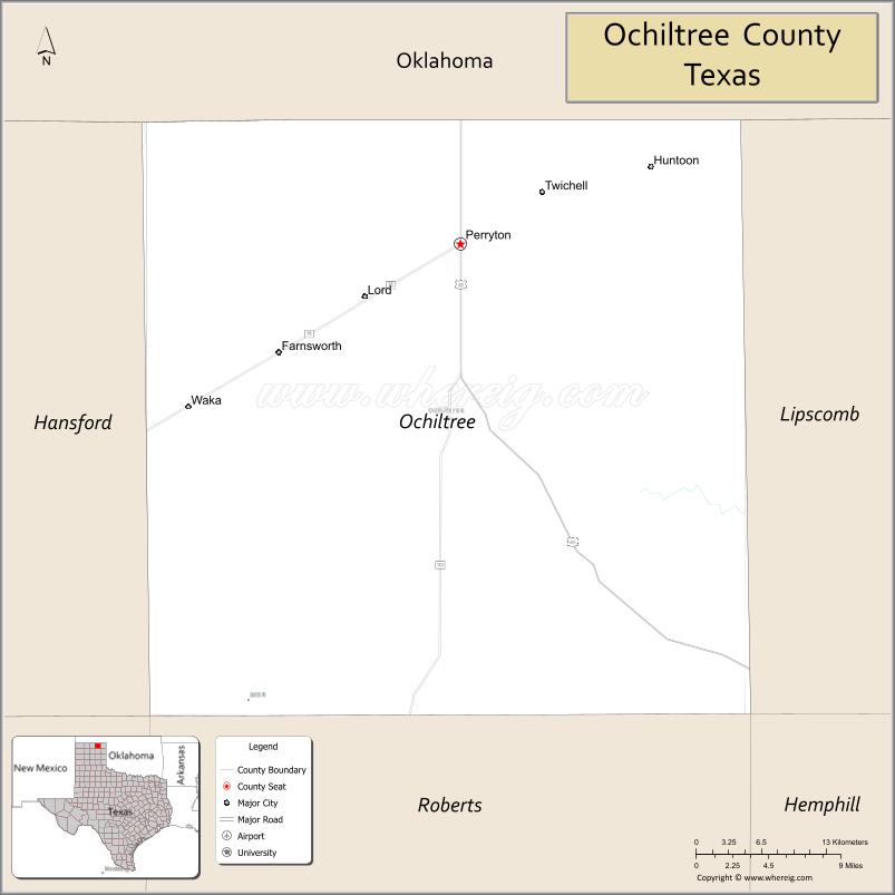 Map of Ochiltree County, Texas