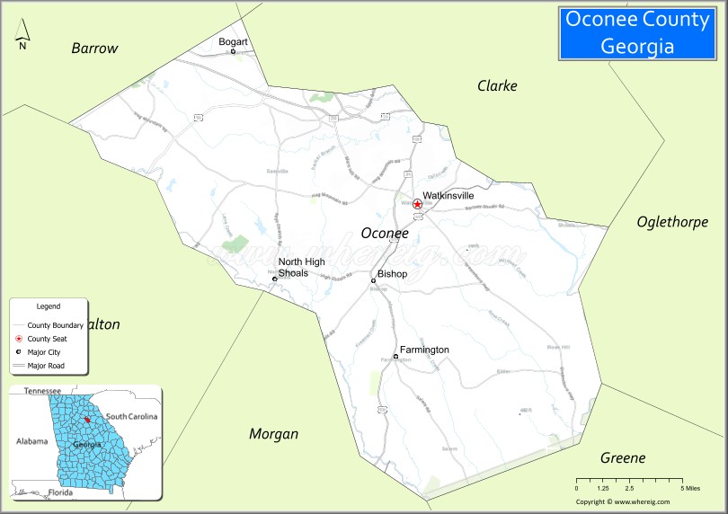 Map of Oconee County, Georgia