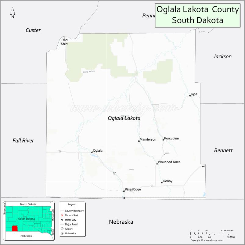 Map of Oglala Lakota County, South Dakota