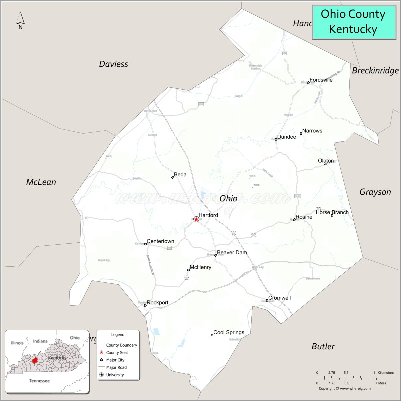 Map of Ohio County, Kentucky