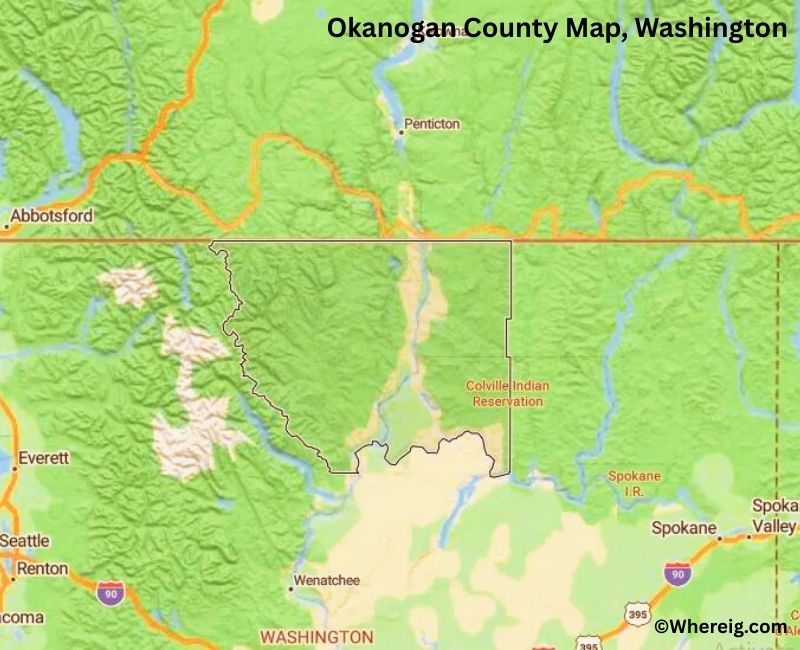 Map of Okanogan County, Washington