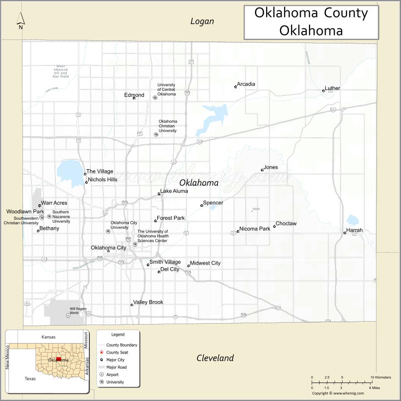 Map of Oklahoma County, Oklahoma