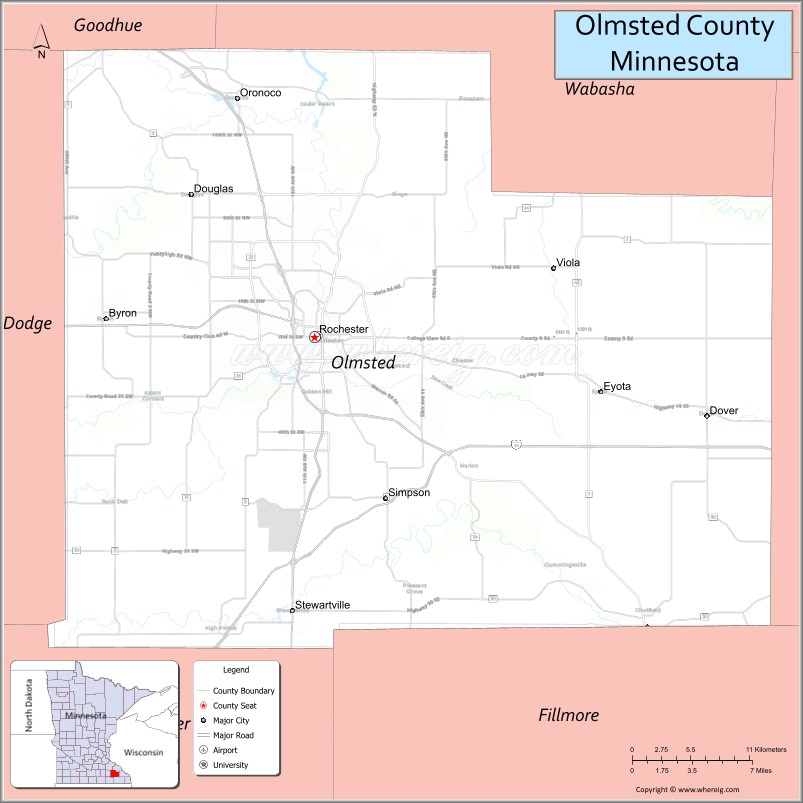 Map of Olmsted County, Minnesota