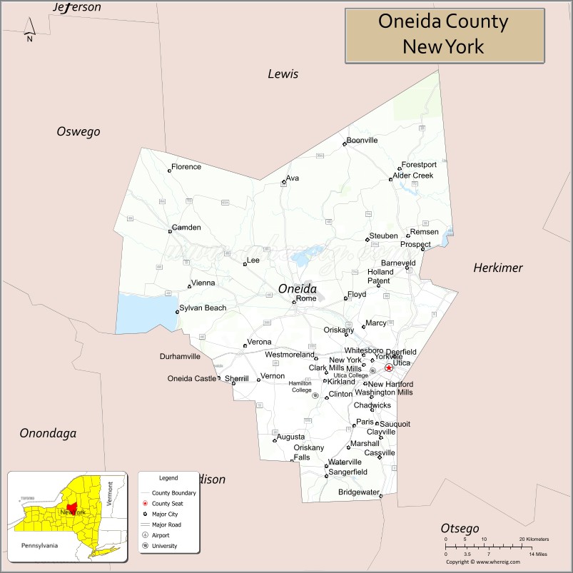 Map of Oneida County, New York