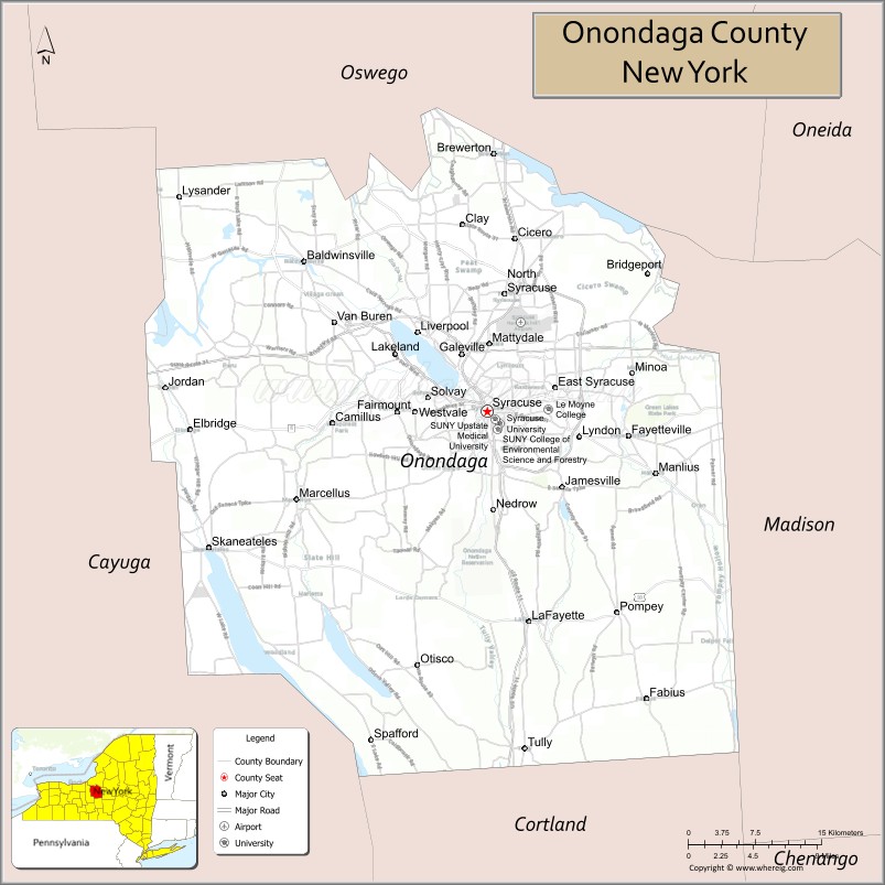 Map of Onondaga County, New York