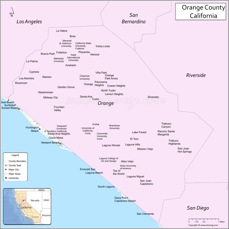 Map of Orange County, California