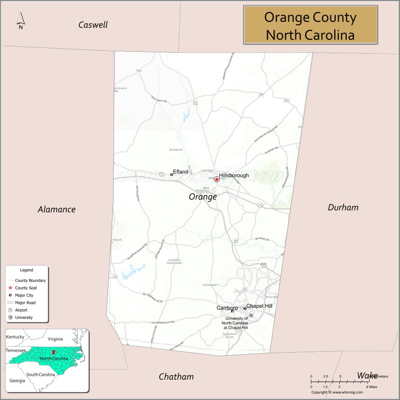 Map of Orange County, North Carolina