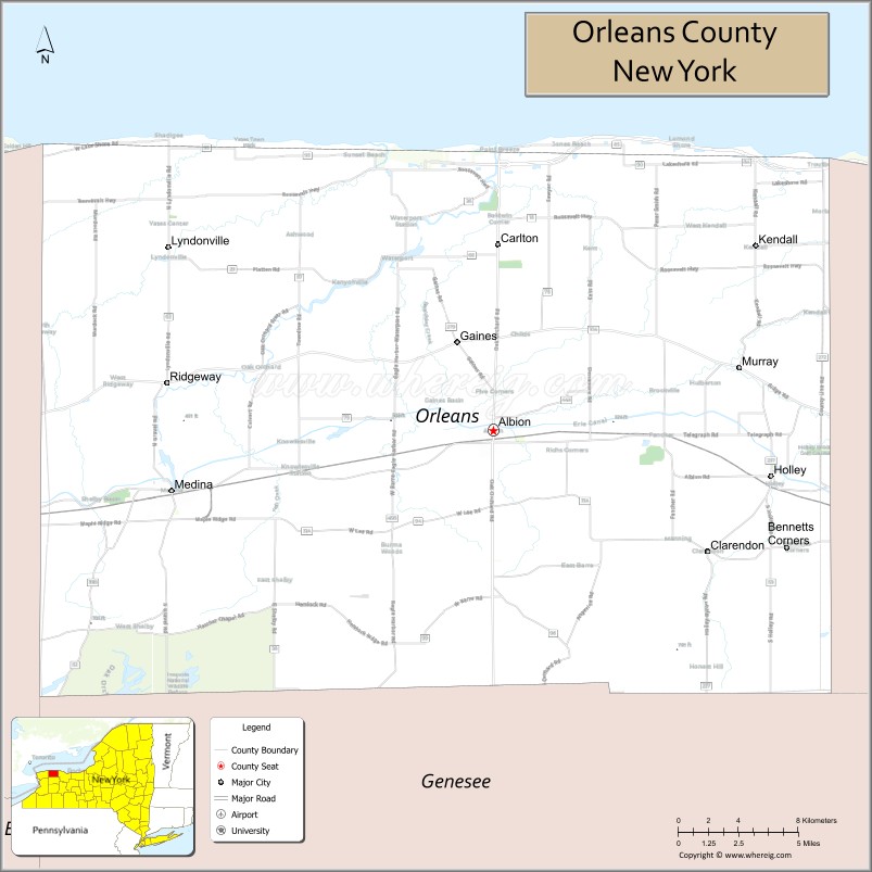 Map of Orleans County, New York