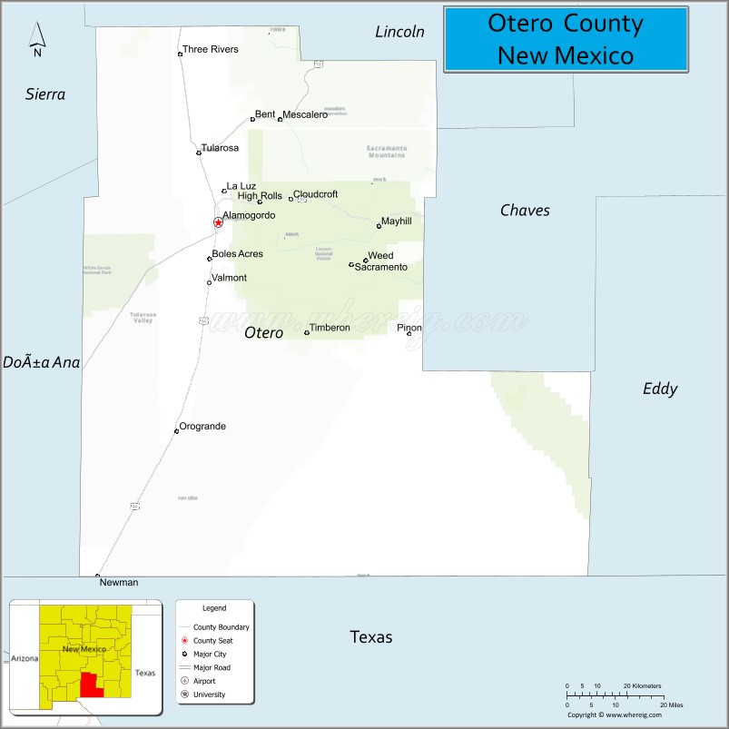 Map of Otero County, New Mexico