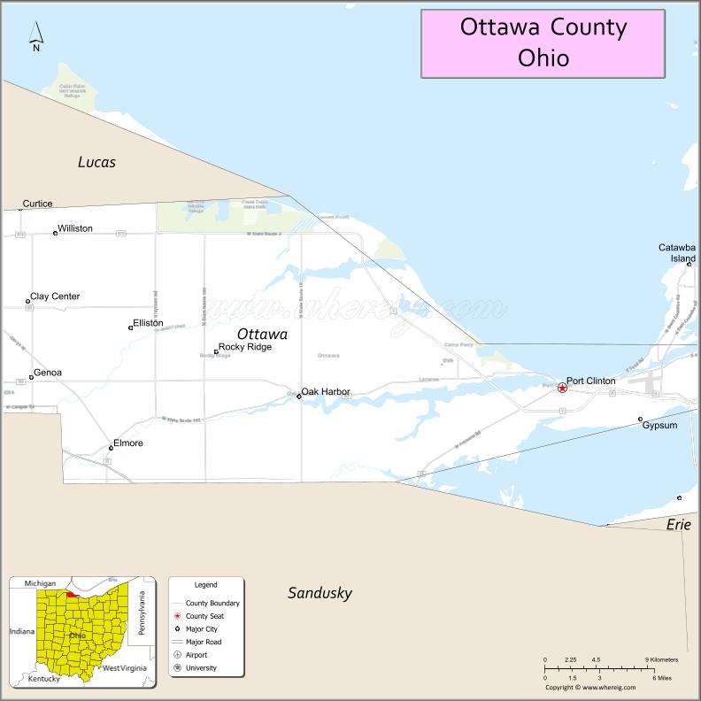Map of Ottawa County, Ohio