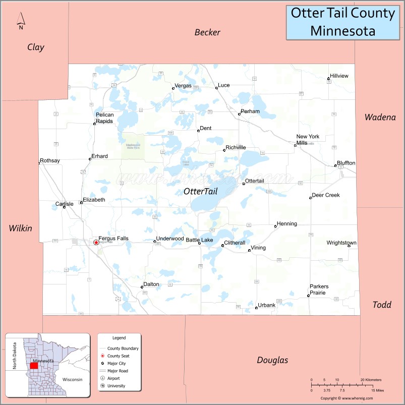Map of Otter Tail County, Minnesota