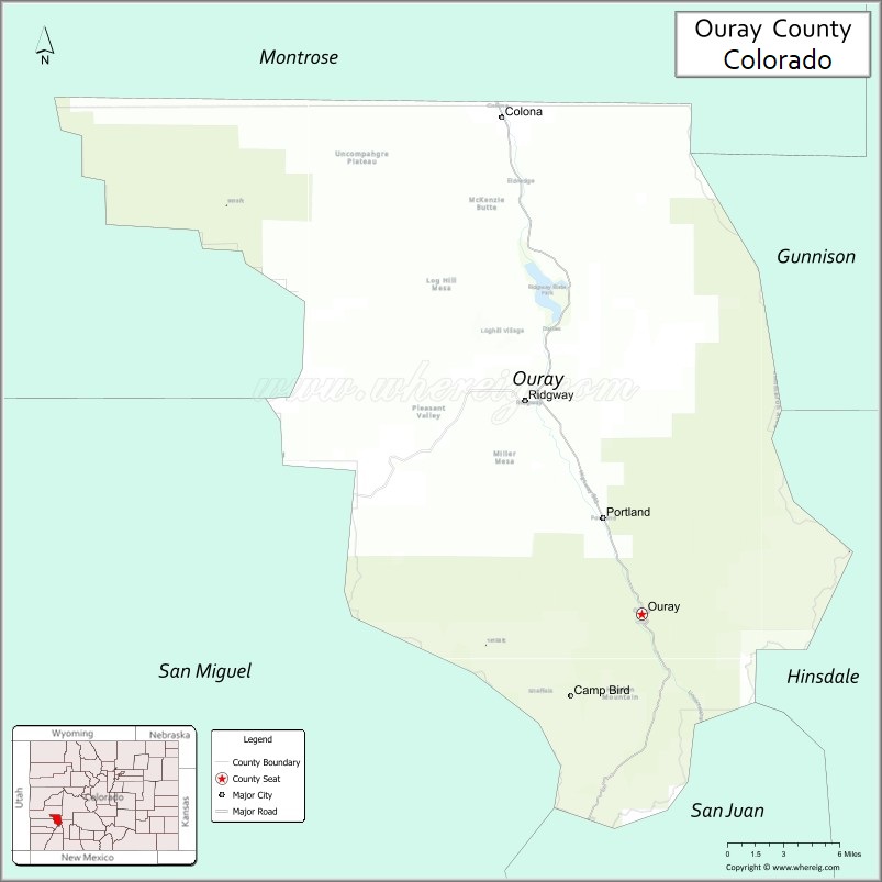 Map of Ouray County, Colorado