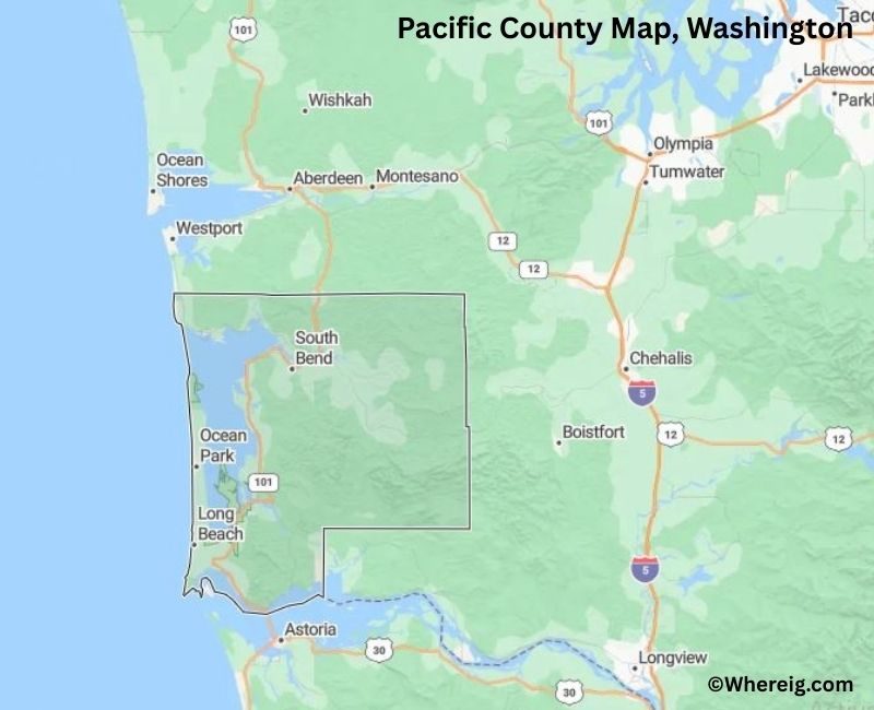 Map of Pacific County, Washington