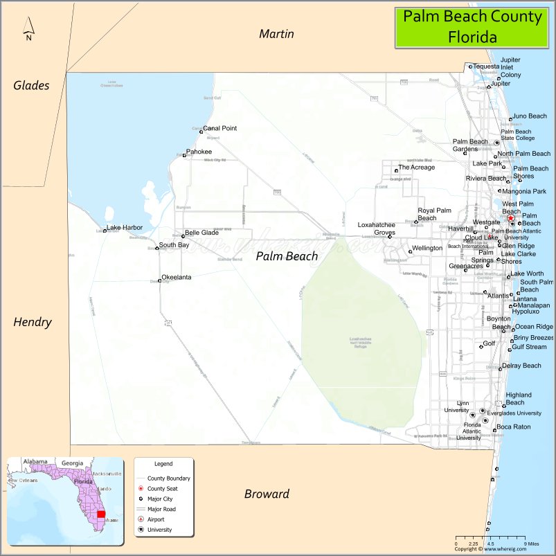 Map of Palm Beach County, Florida