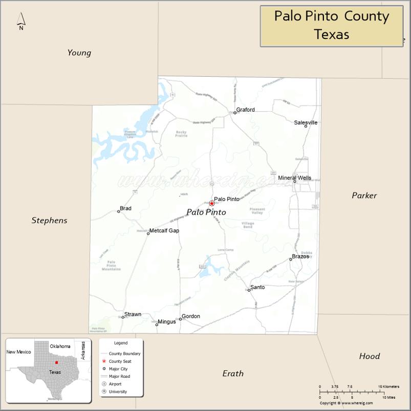 Map of Palo Pinto County, Texas