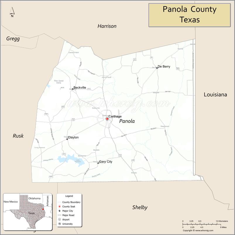 Map of Panola County, Texas