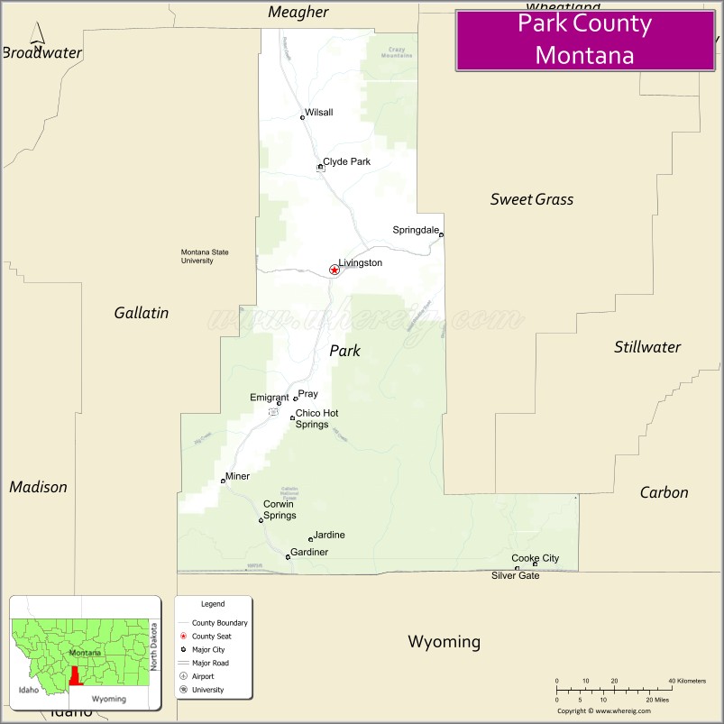 Map of Park County, Montana