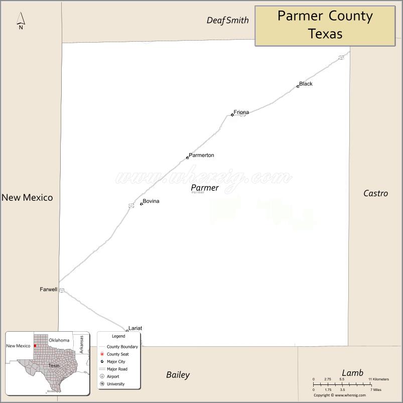 Map of Parmer County, Texas
