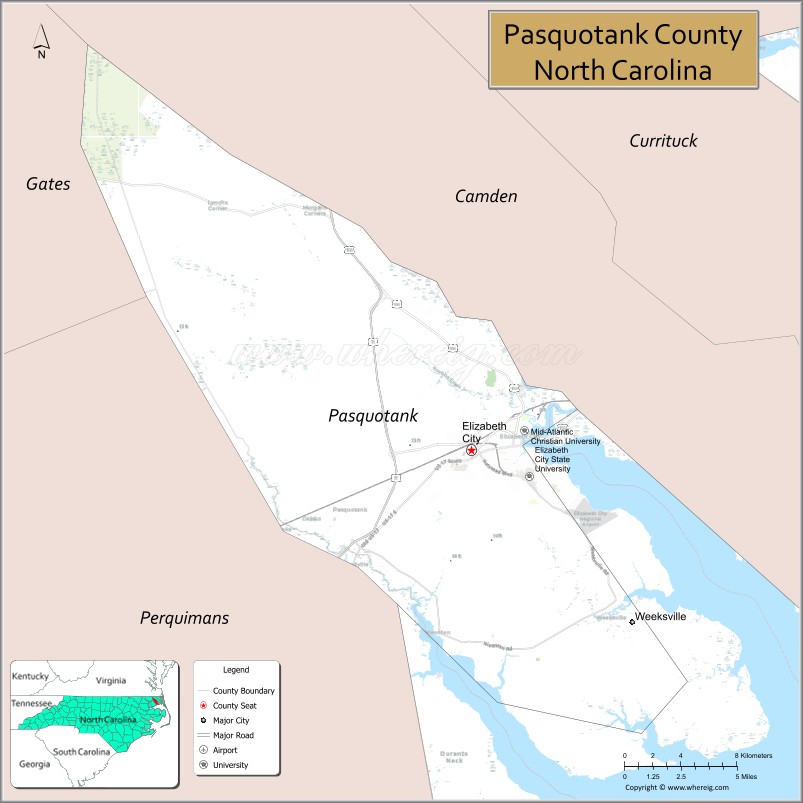 Map of Pasquotank County, North Carolina