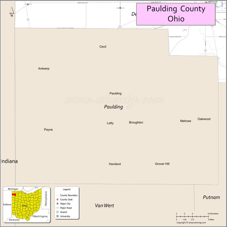 Map of Paulding County, Ohio