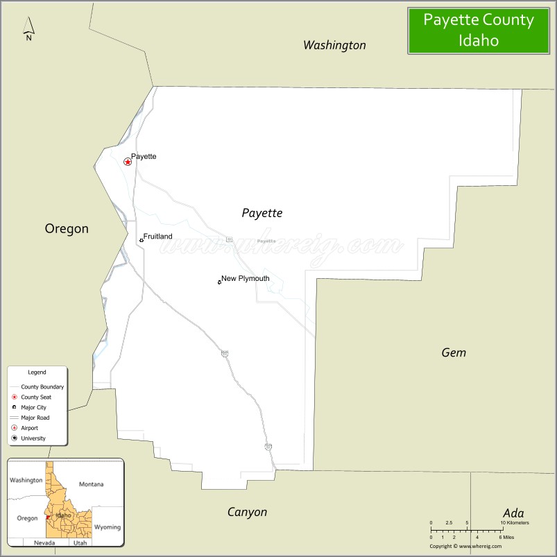 Map of Payette County, Idaho