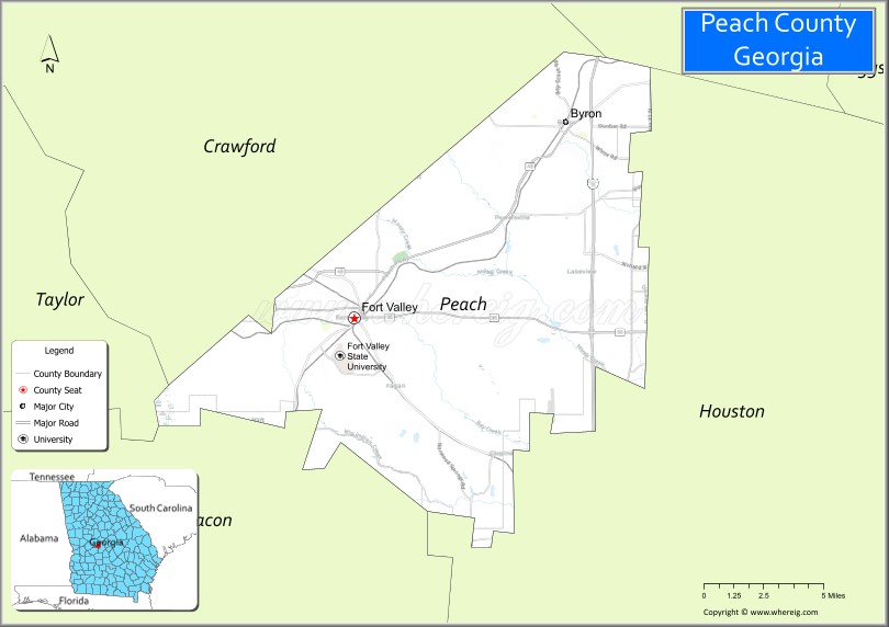Map of Peach County, Georgia