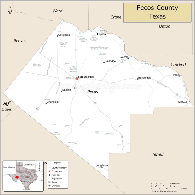 Map of Pecos County, Texas