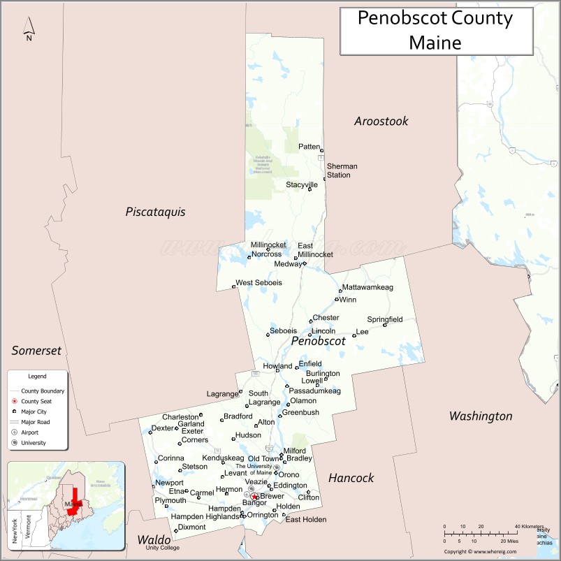 Map of Penobscot County, Maine