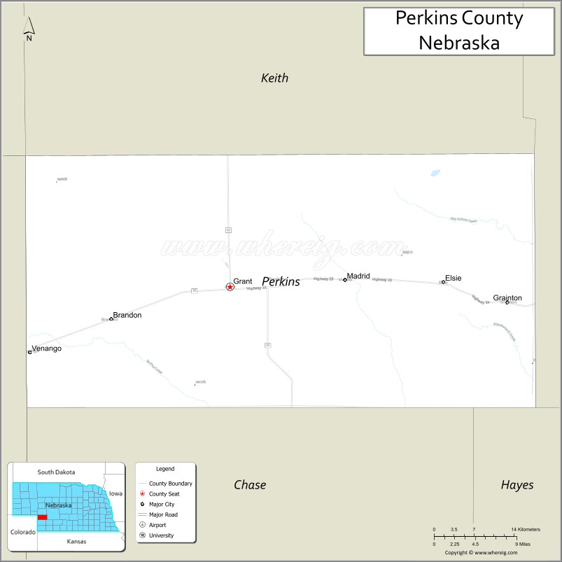 Map of Perkins County, Nebraska