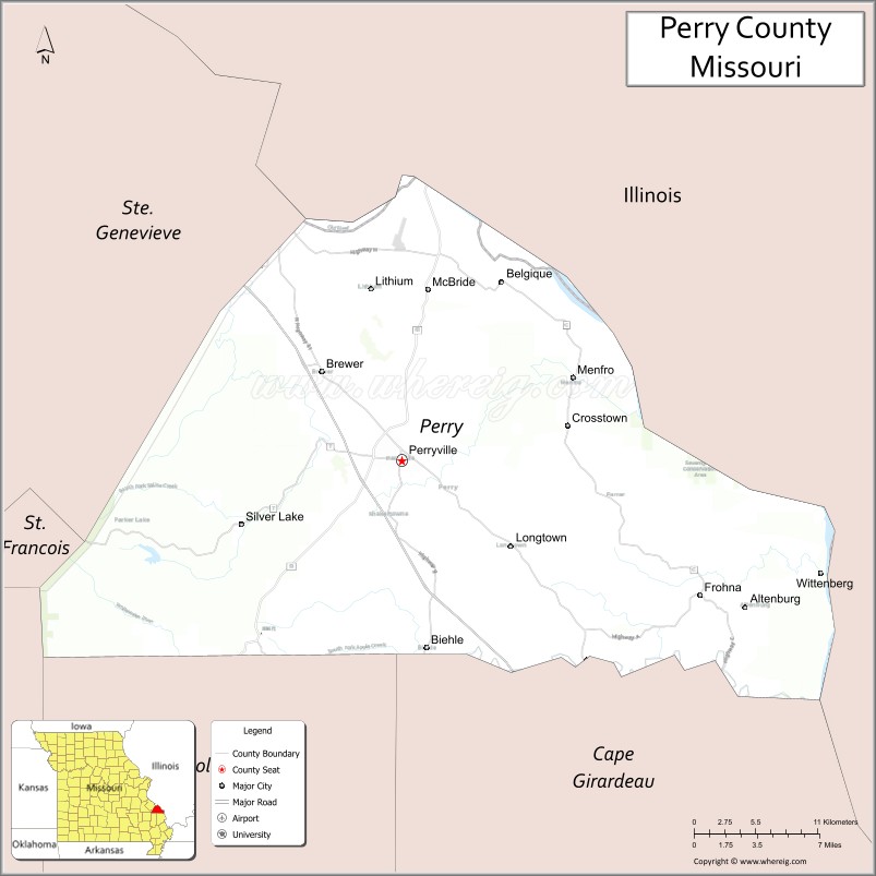Map of Perry County, Missouri