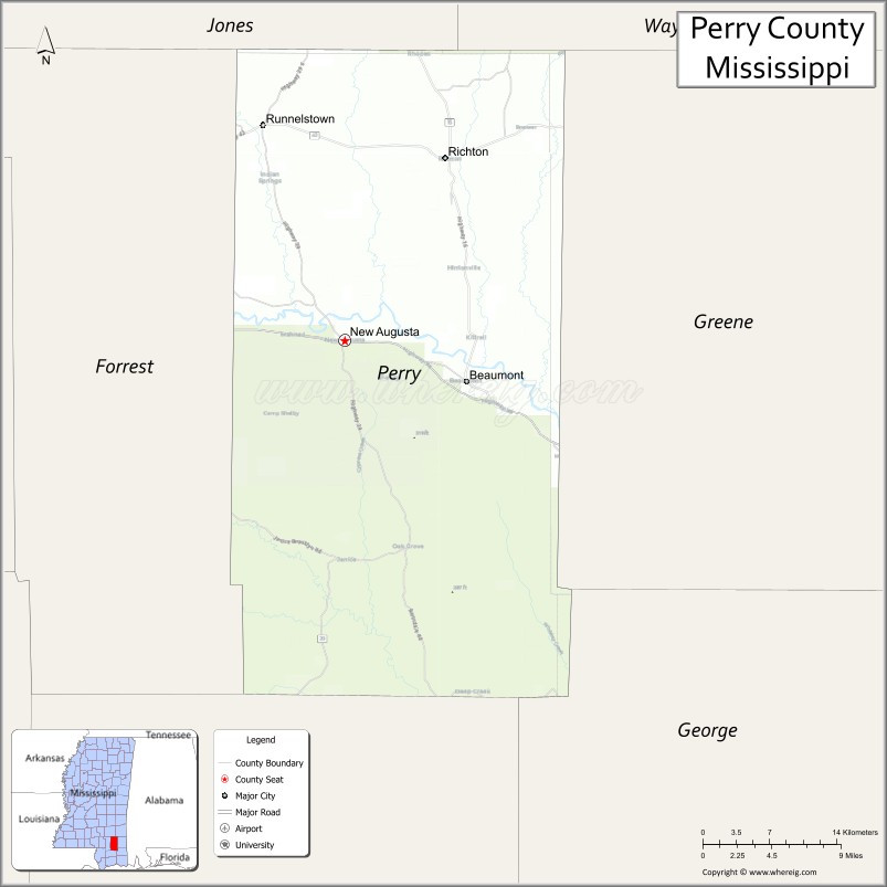 Map of Perry County, Mississippi