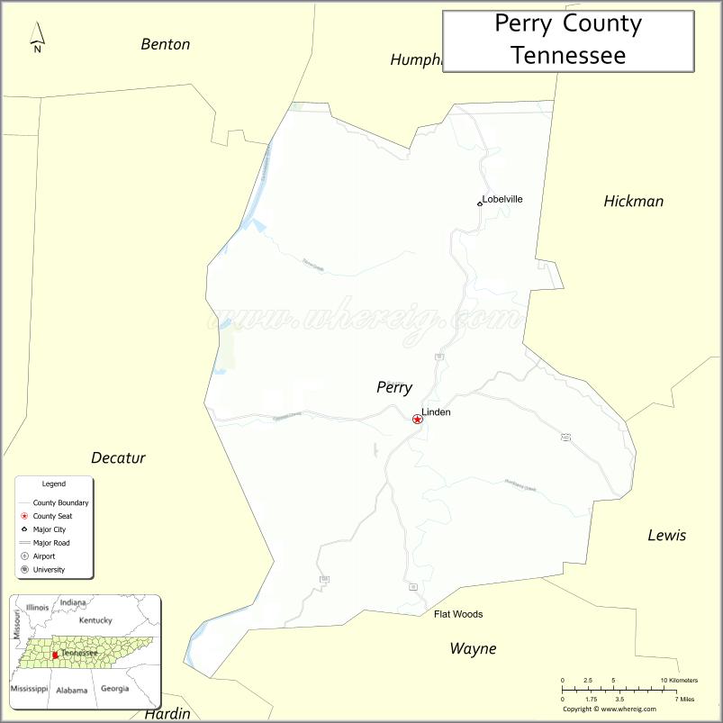 Map of Perry County, Tennessee