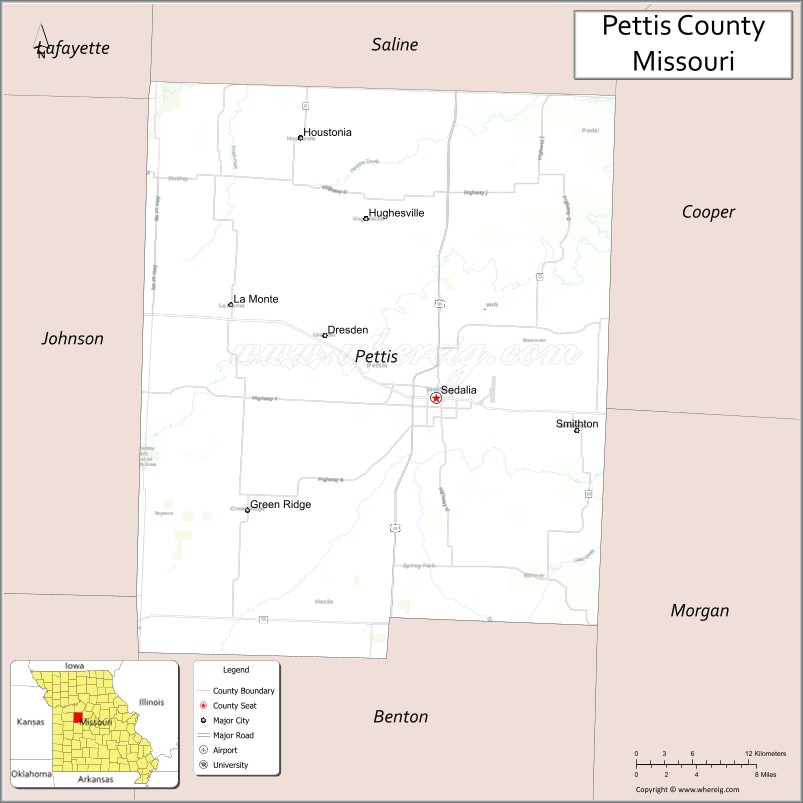 Map of Pettis County, Missouri