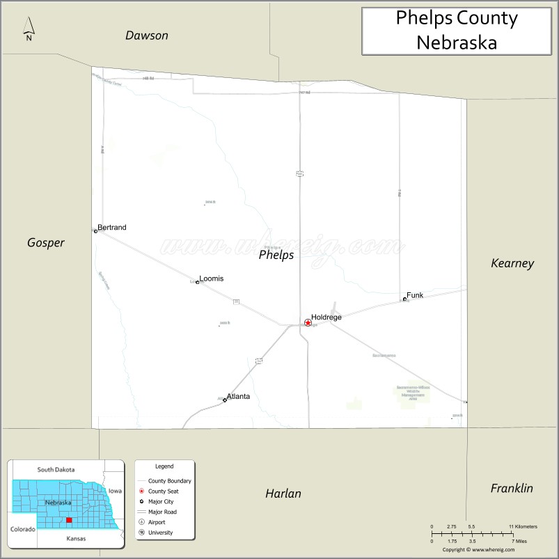 Map of Phelps County, Nebraska