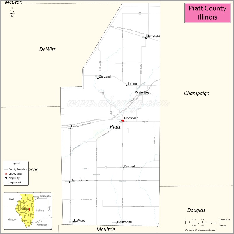 Map of Piatt County, Illinois
