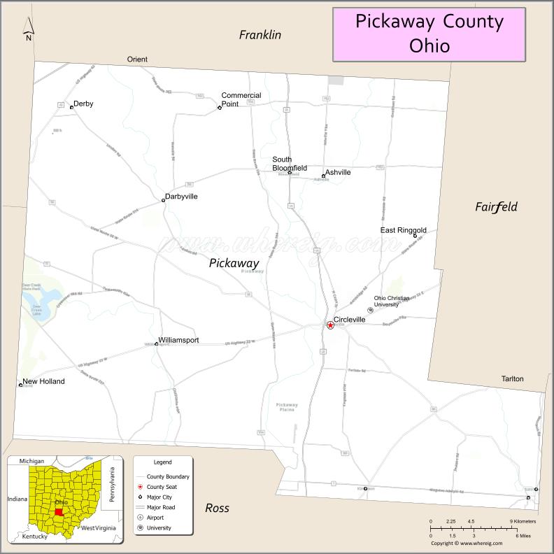 Map of Pickaway County, Ohio
