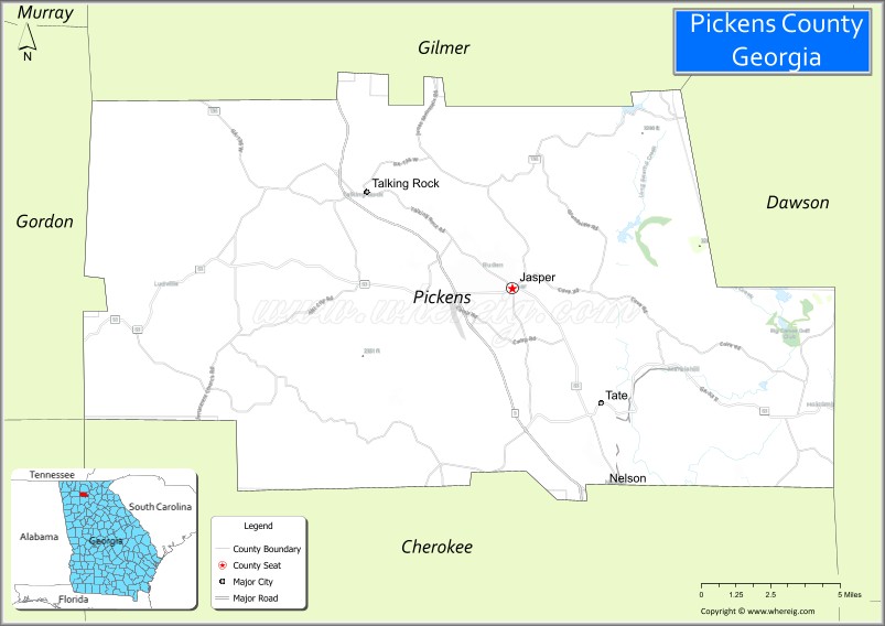 Map of Pickens County, Georgia
