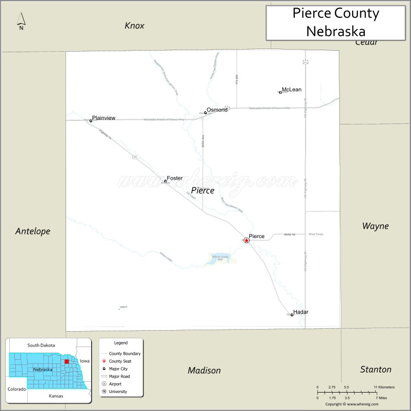 Map of Pierce County, Nebraska