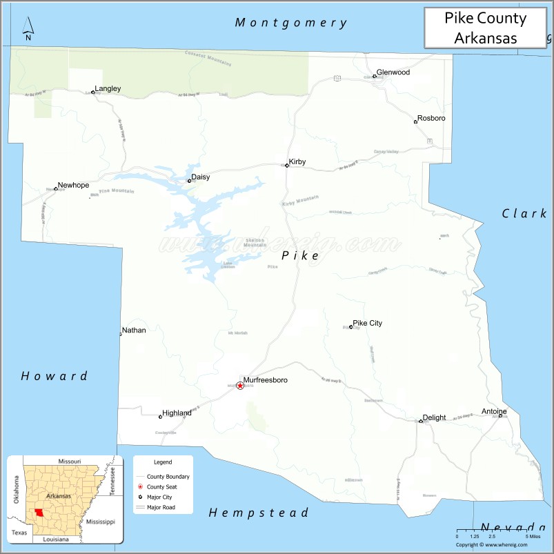 Map of Pike County, Arkansas