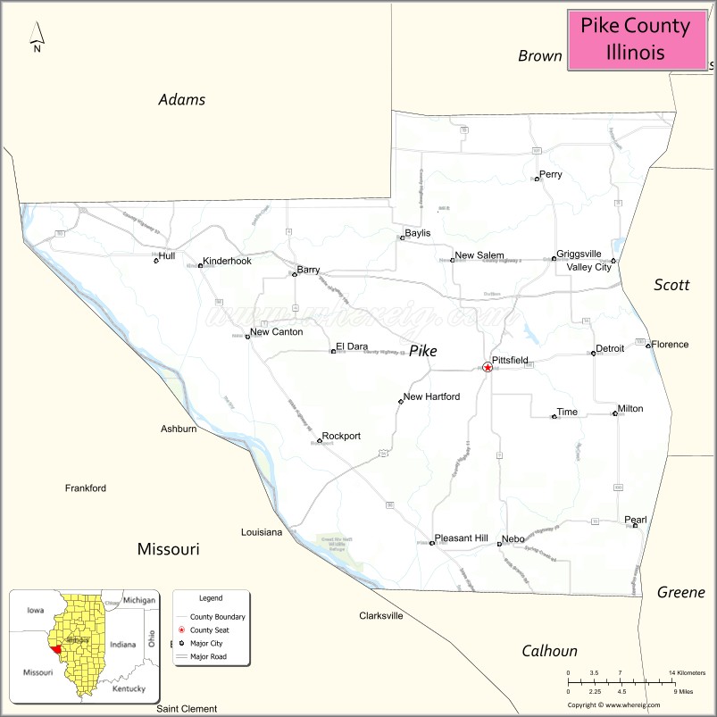Map of Pike County, Illinois