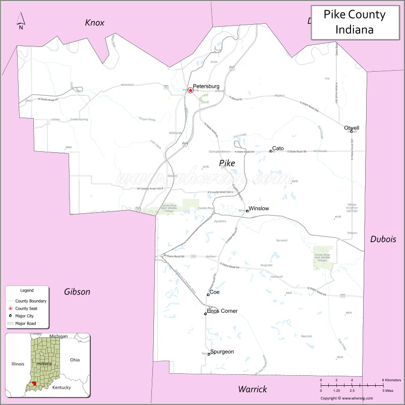 Map of Pike County, Indiana