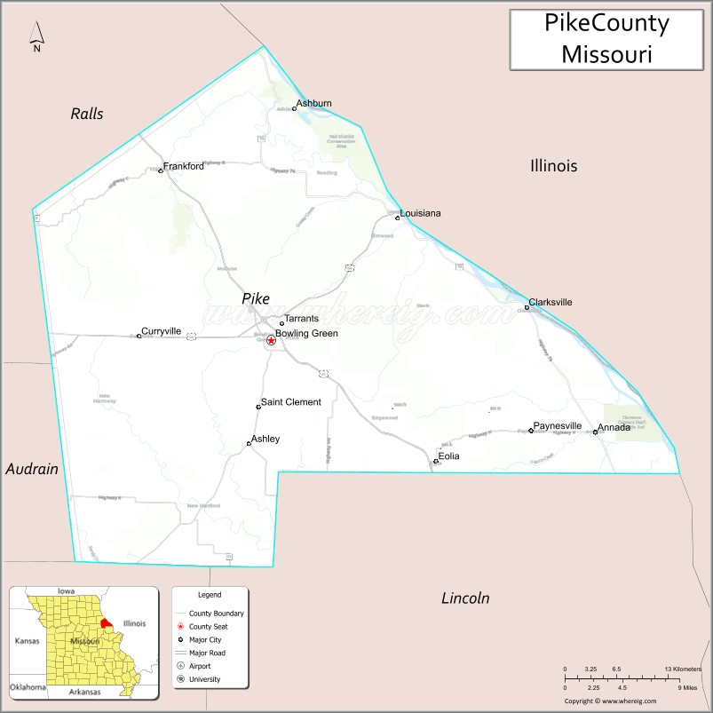 Map of Pike County, Missouri
