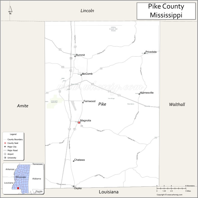 Map of Pike County, Mississippi