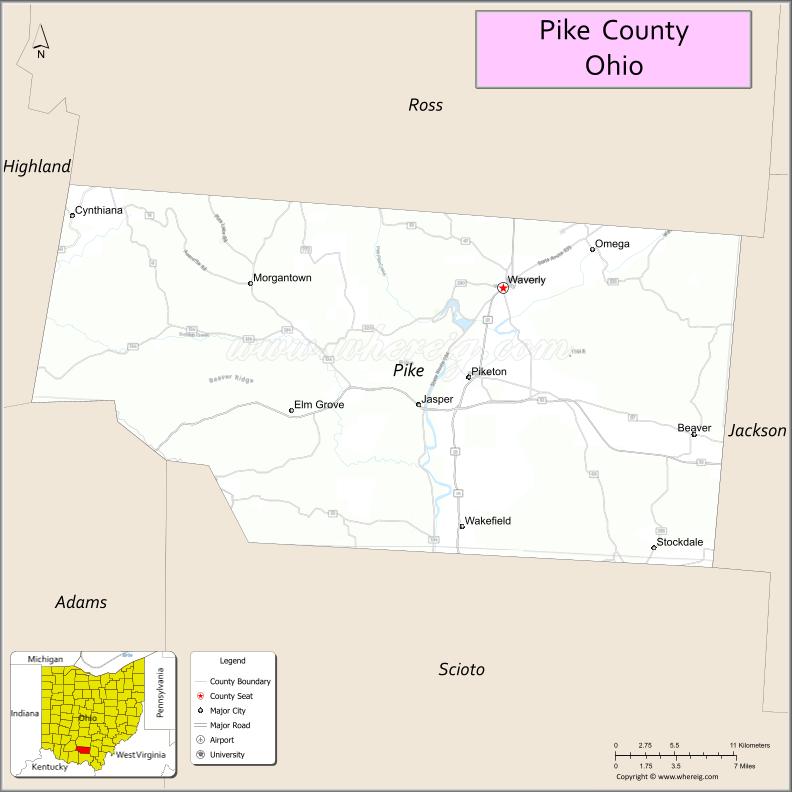 Map of Pike County, Ohio