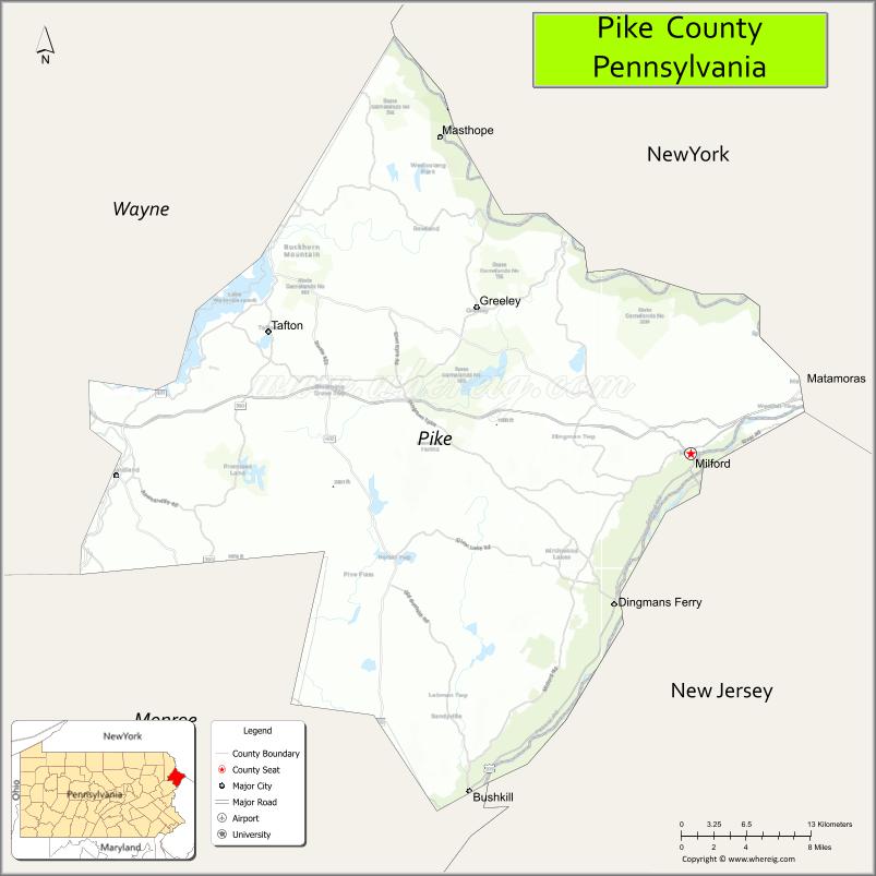 Map of Pike County, Pennsylvania